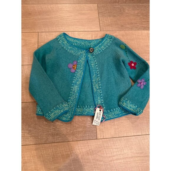 SEW KNOT SERIOUS GIRLS HANDMADE FLORAL SWEATER SIZE 6/8